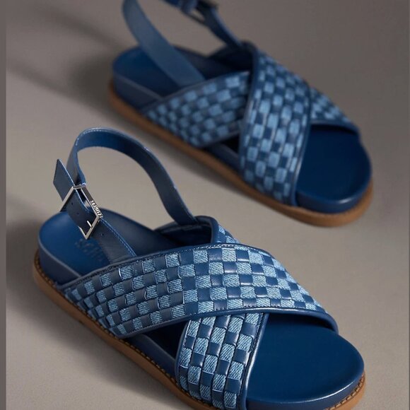 Schutz Ruby Sporty Crisscross Slingback Sandals Denim 9.5 - Picture 4 of 4